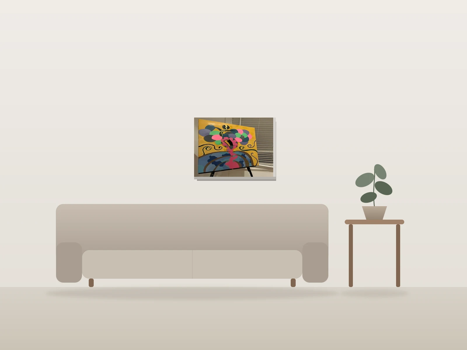 Briser l'esprit by Jene' Hoye shown to scale in a room