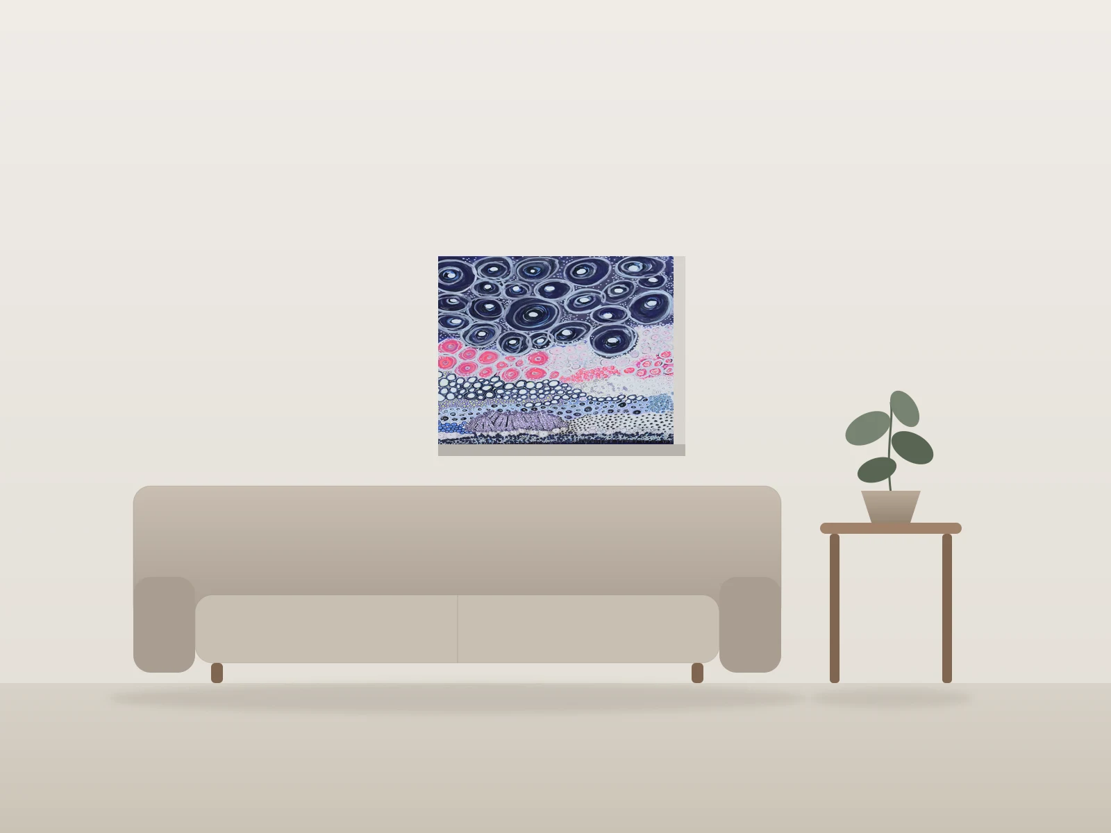Flowers for Errol by Anya Schuler shown to scale in a room
