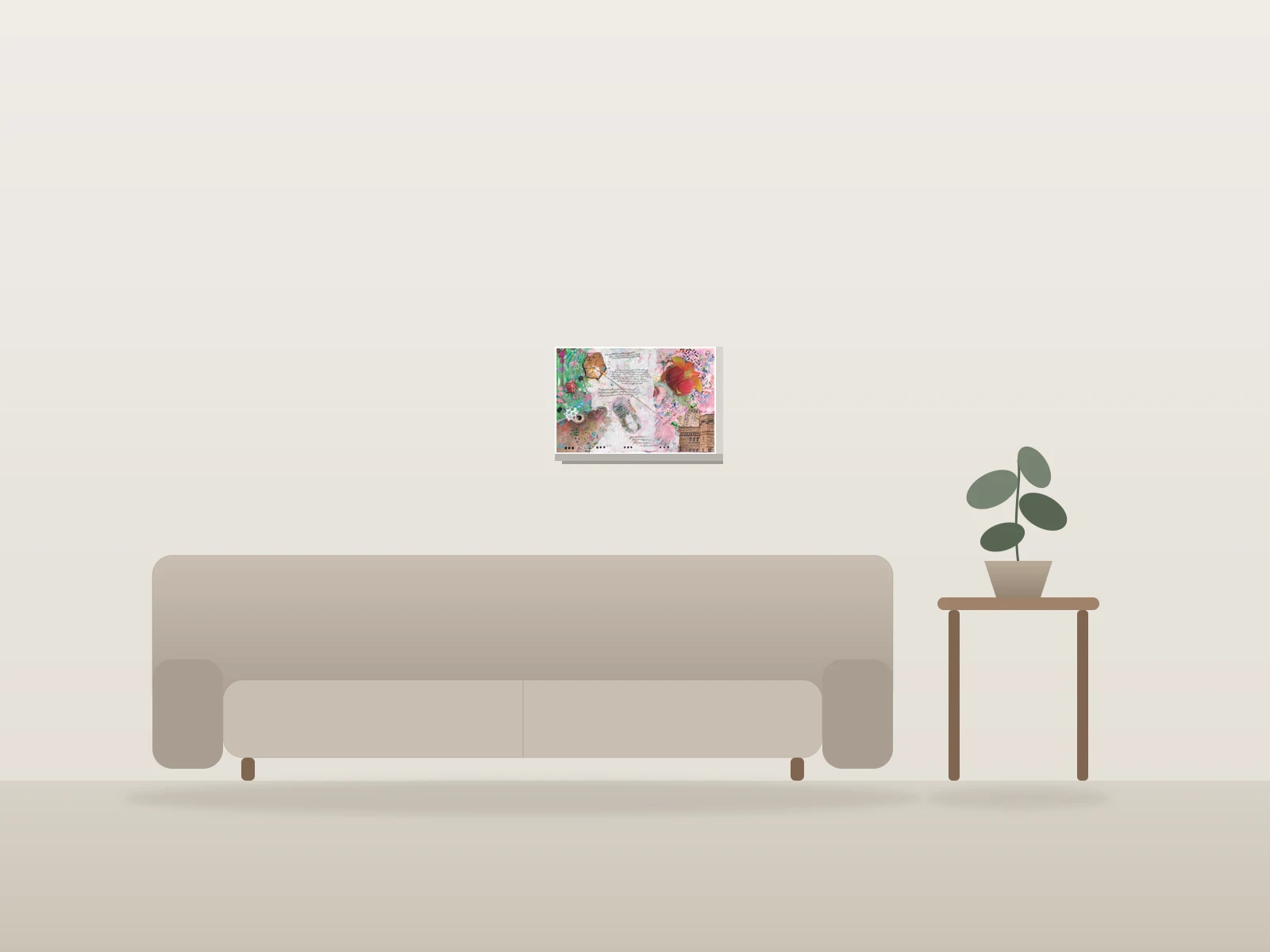 "Hymne à Terre-Neuve" by Dana Corkey shown to scale in a room