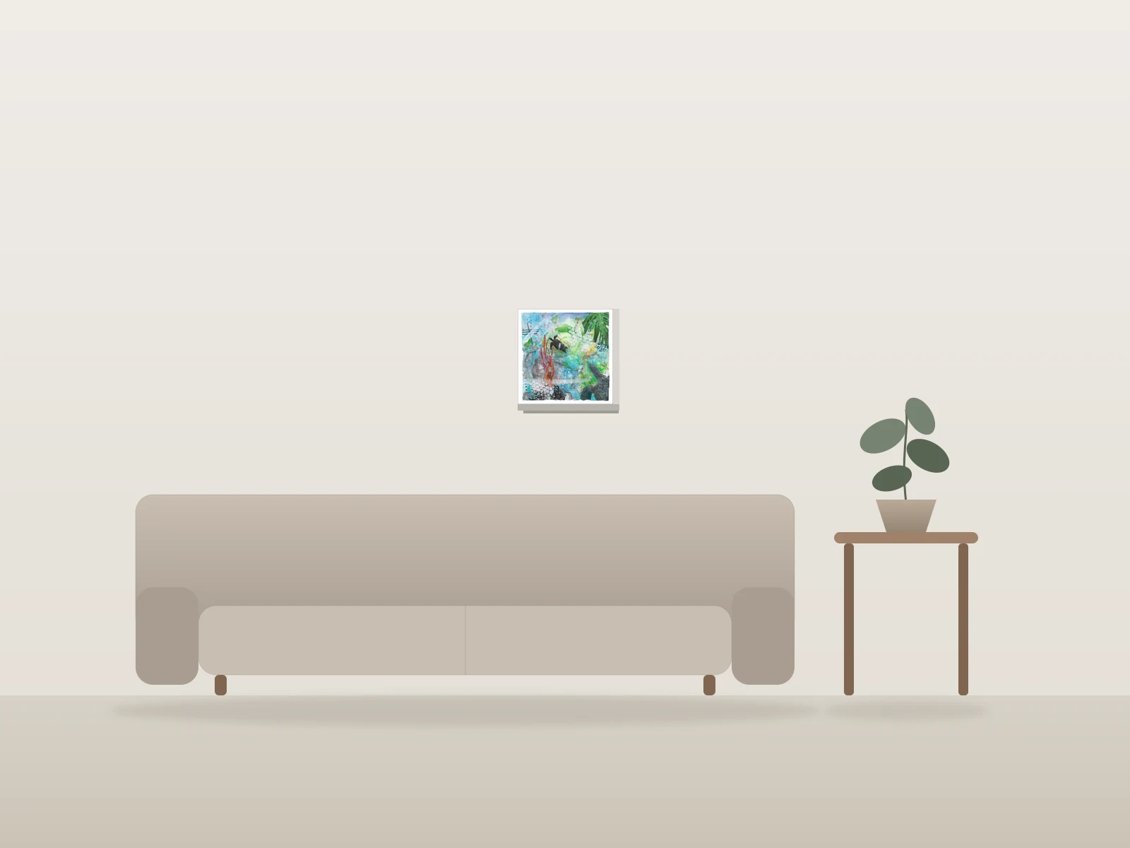 La Grande Île d'Hawaï by Dana Corkey shown to scale in a room