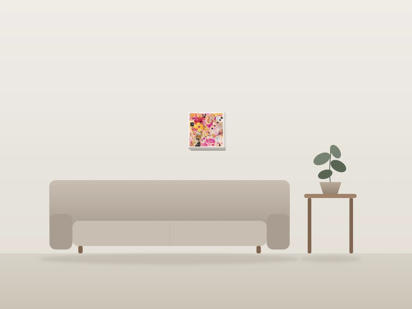 Un ou deux sucres by Dana Corkey shown to scale in a room