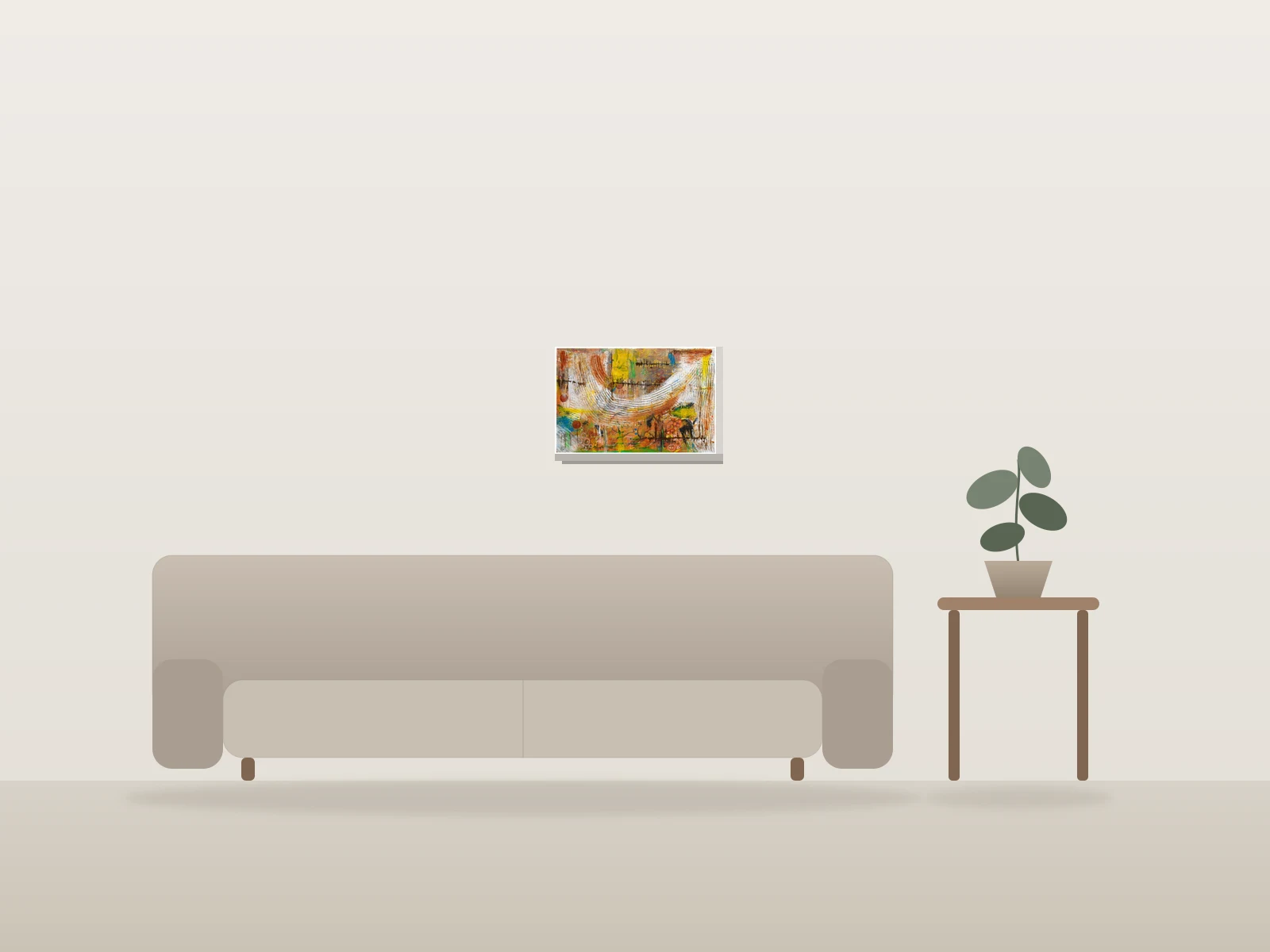 Tristesse by Dana Corkey shown to scale in a room