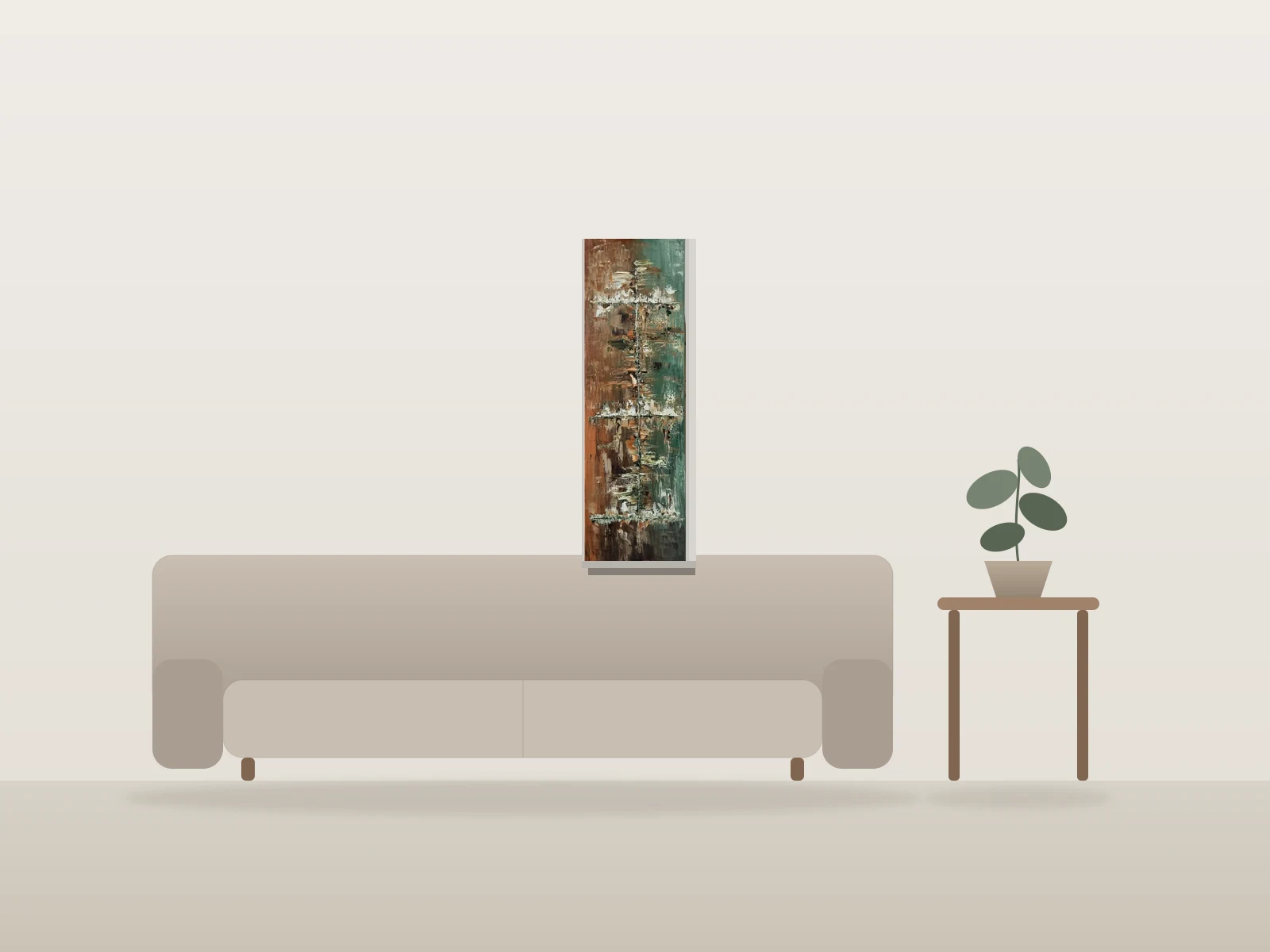 Basculement by Rouleau shown to scale in a room