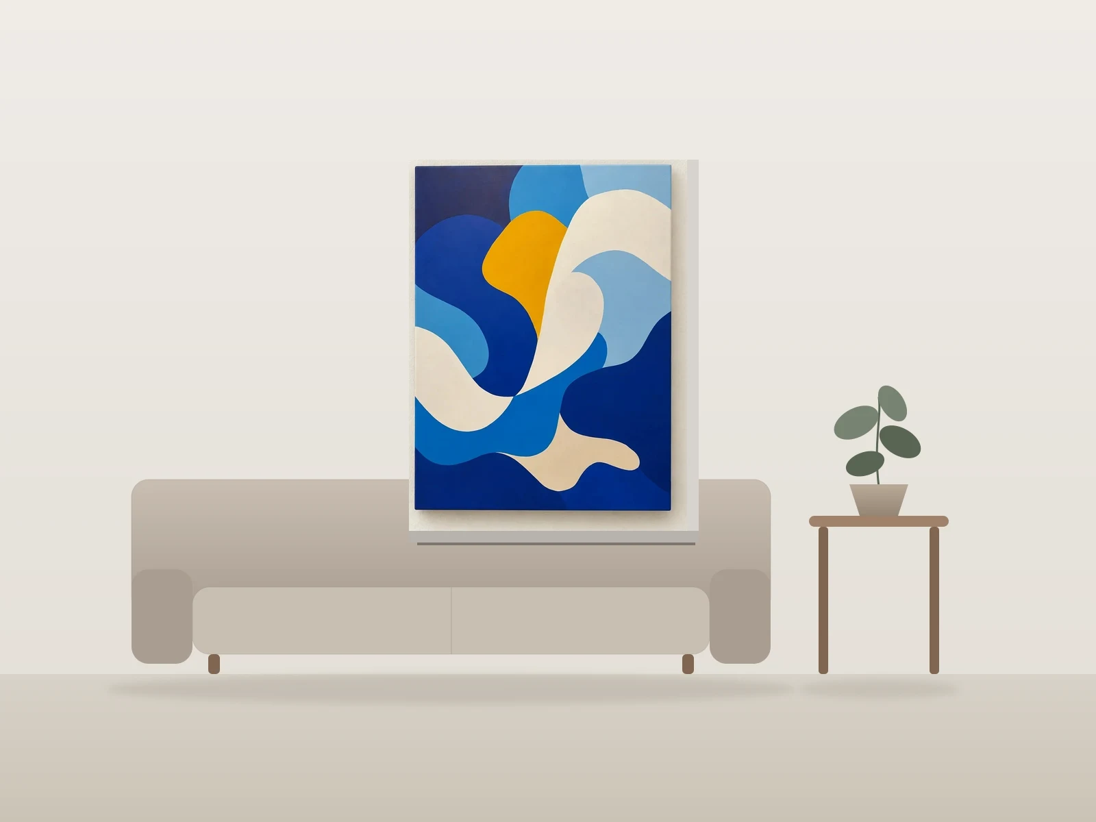 marée du matin by Layla Abdulhadi shown to scale in a room