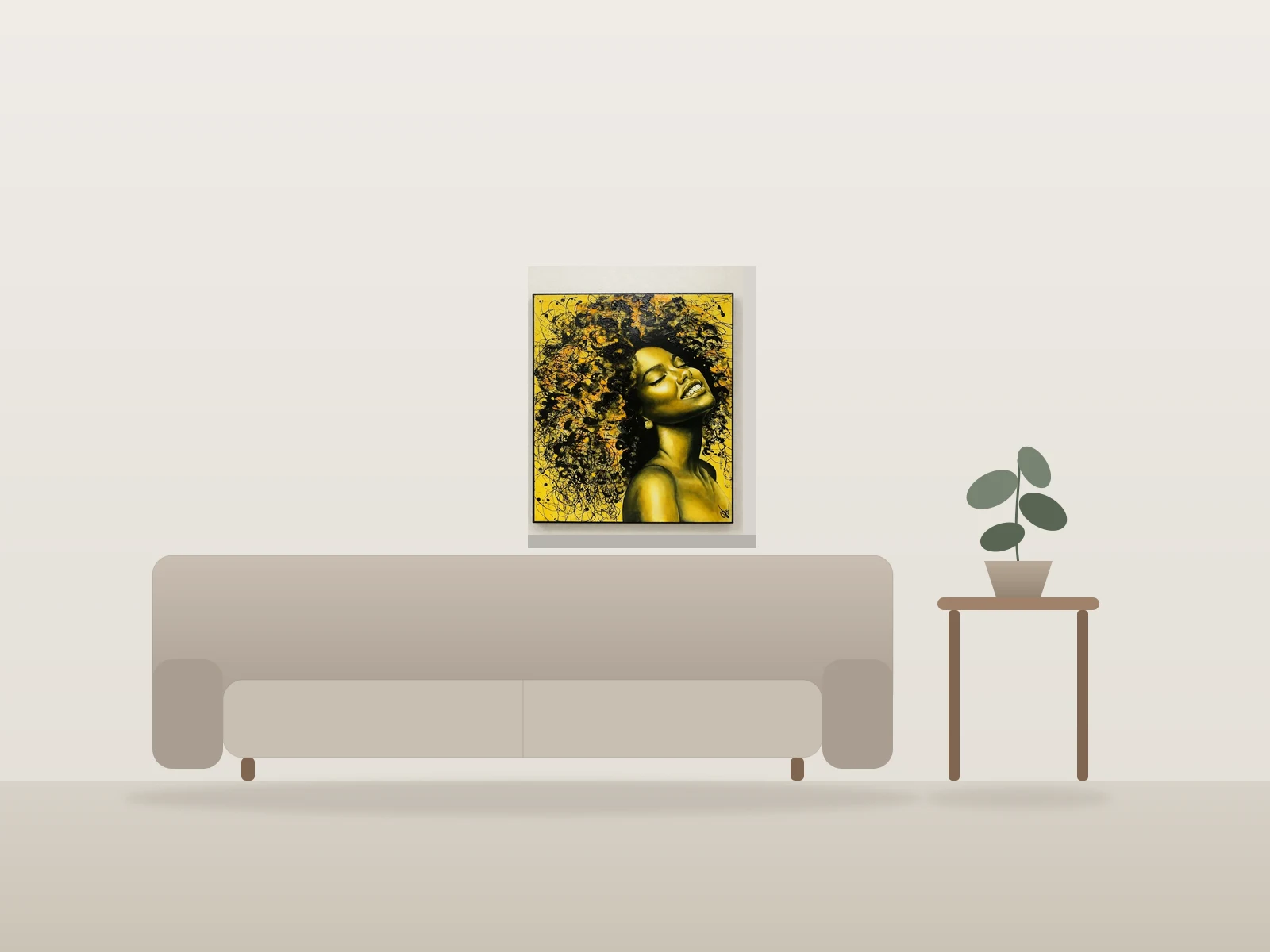 Sunshine by VICKY GAGNÉ-VAILLANCOURT shown to scale in a room