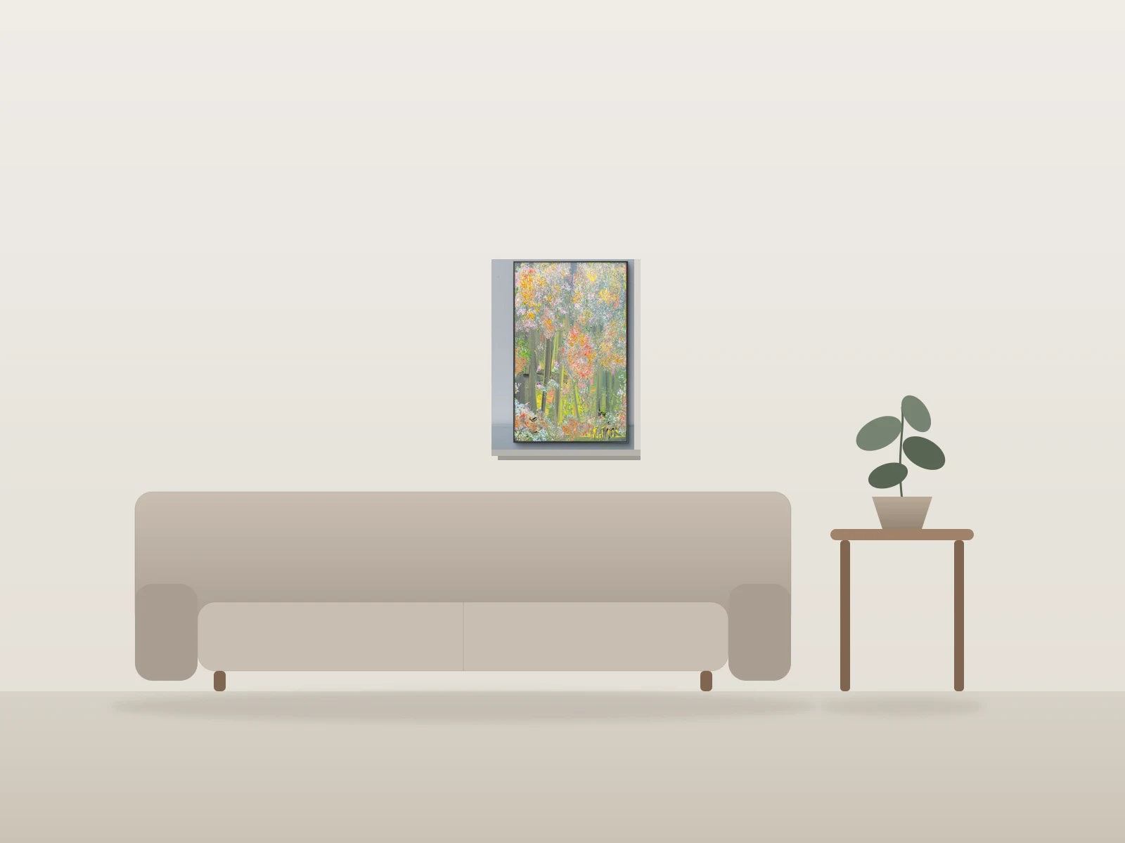 Là où fleurit la lumière by PATRICK RICHARD shown to scale in a room