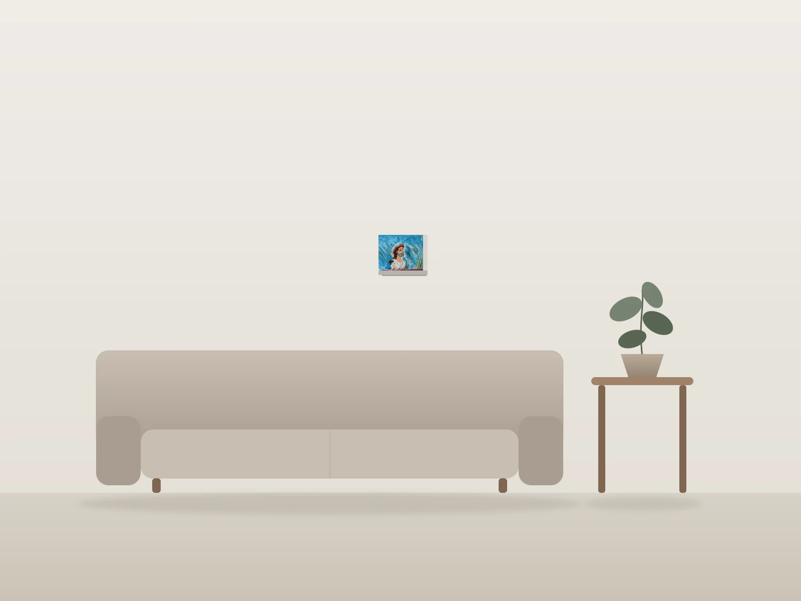 Le chemin du sacrifice by Abie shown to scale in a room
