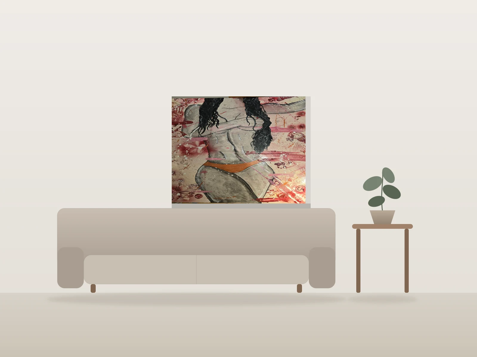 đź–¤Wild feminine by Caro Grenier shown to scale in a room