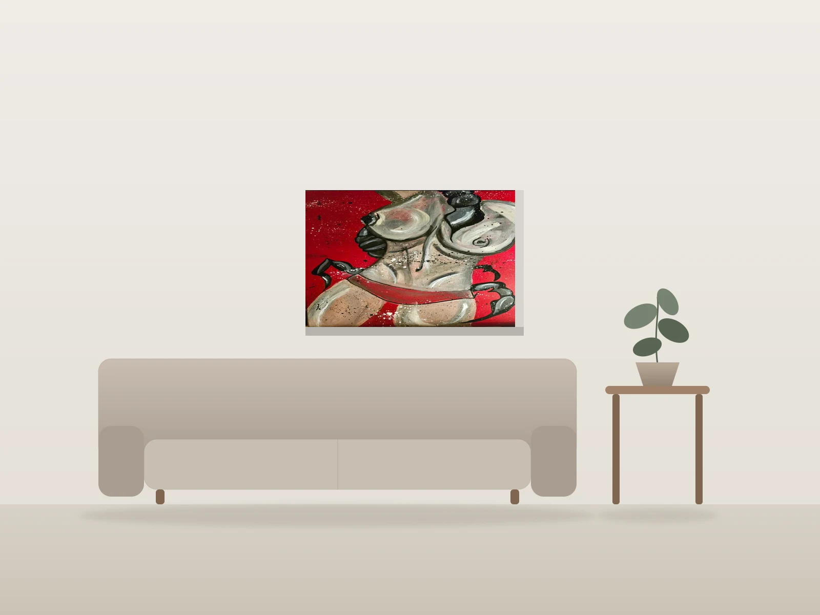 Silence Écarlate by Caro Grenier shown to scale in a room