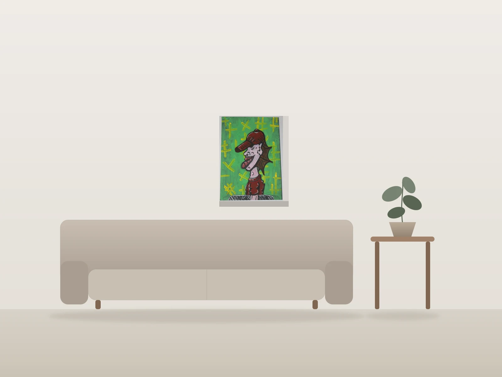 Skater baker by Fish vik shown to scale in a room