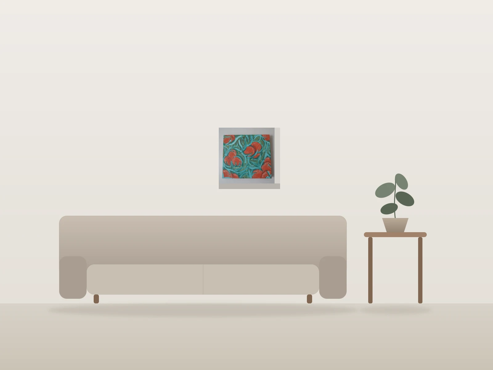 Orange by Fish vik shown to scale in a room