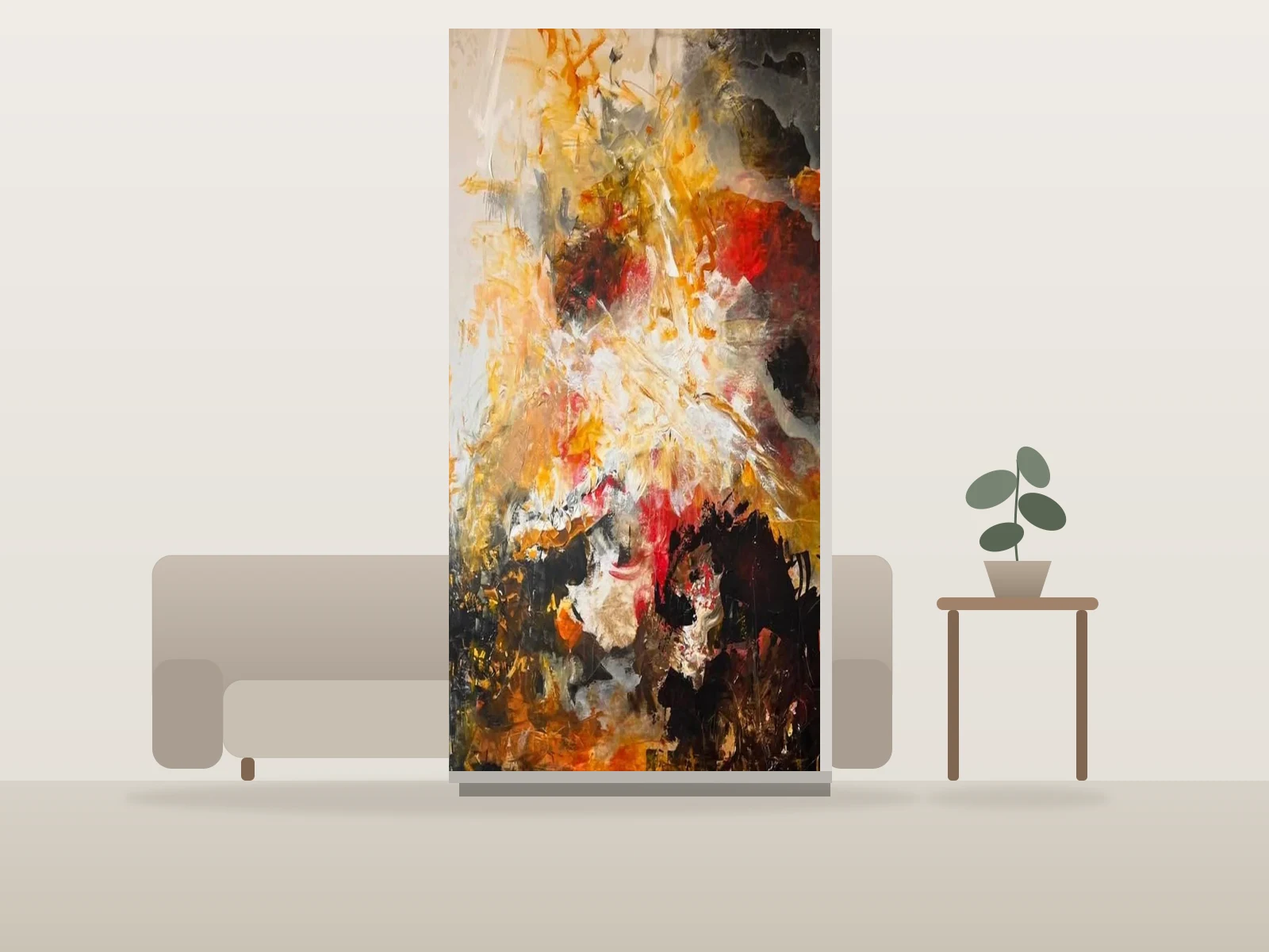 Bal masqué es by Christian Corvellec shown to scale in a room