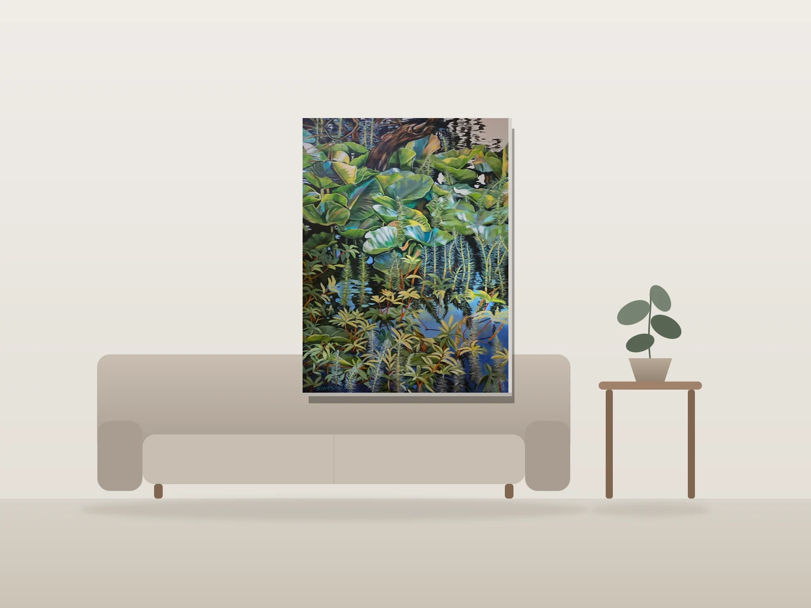 L'absence de chaos by Carol Sims shown to scale in a room