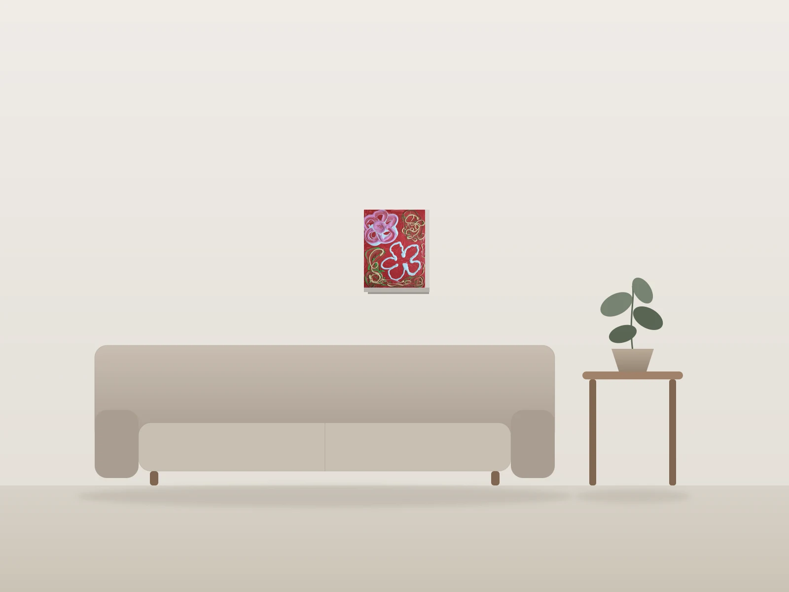 Flower Power by Marie Patty shown to scale in a room
