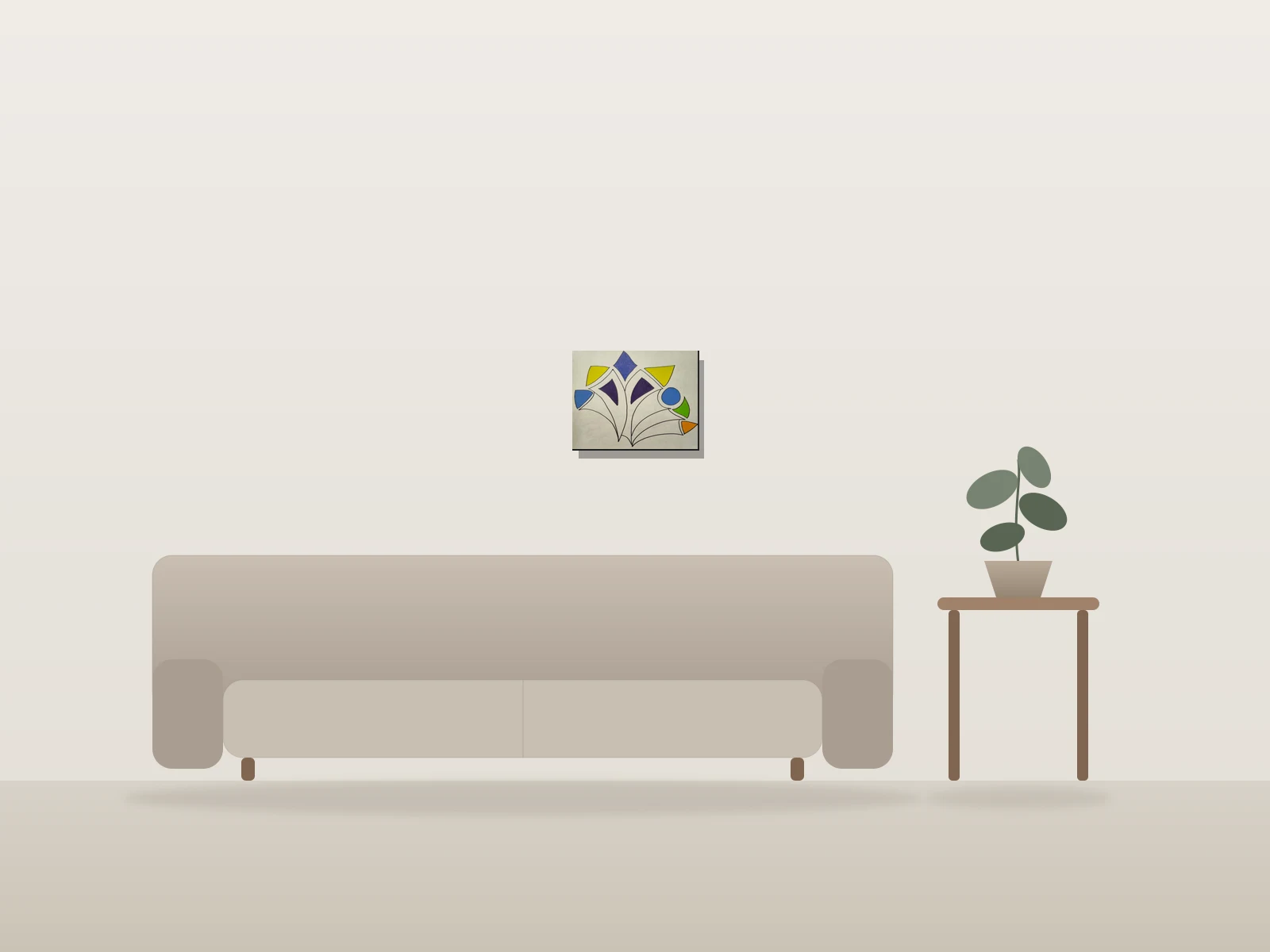Geometric Fun by Marie Patty shown to scale in a room