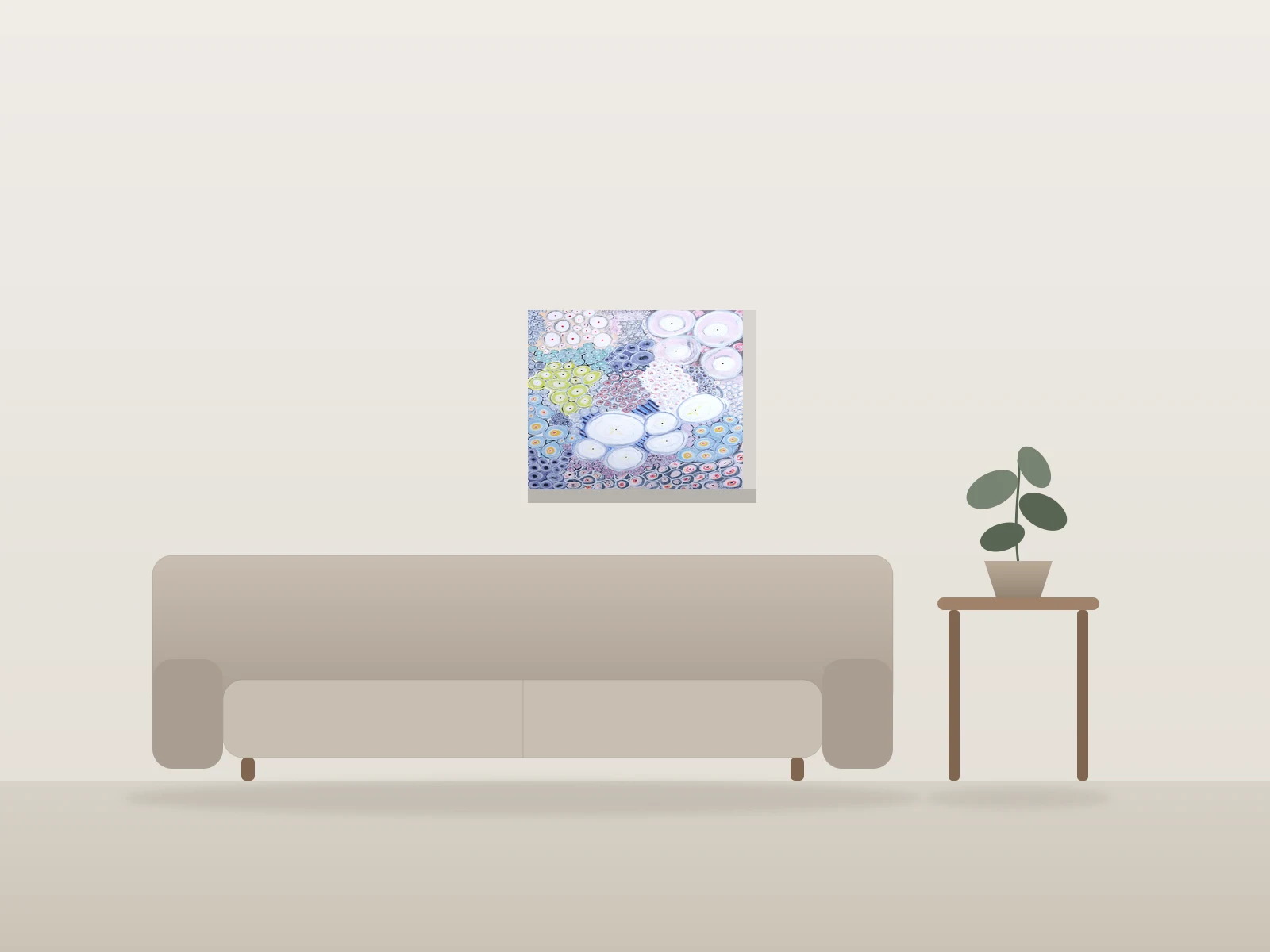 Flowers for Richard par Anya Schuler présentée à l'échelle dans une pièce