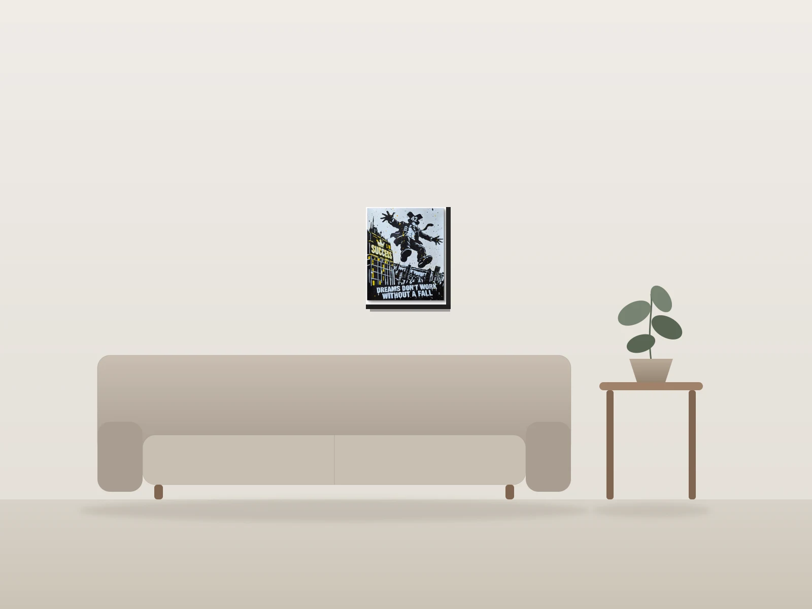 Dream don't work without a fall by m42 shown to scale in a room