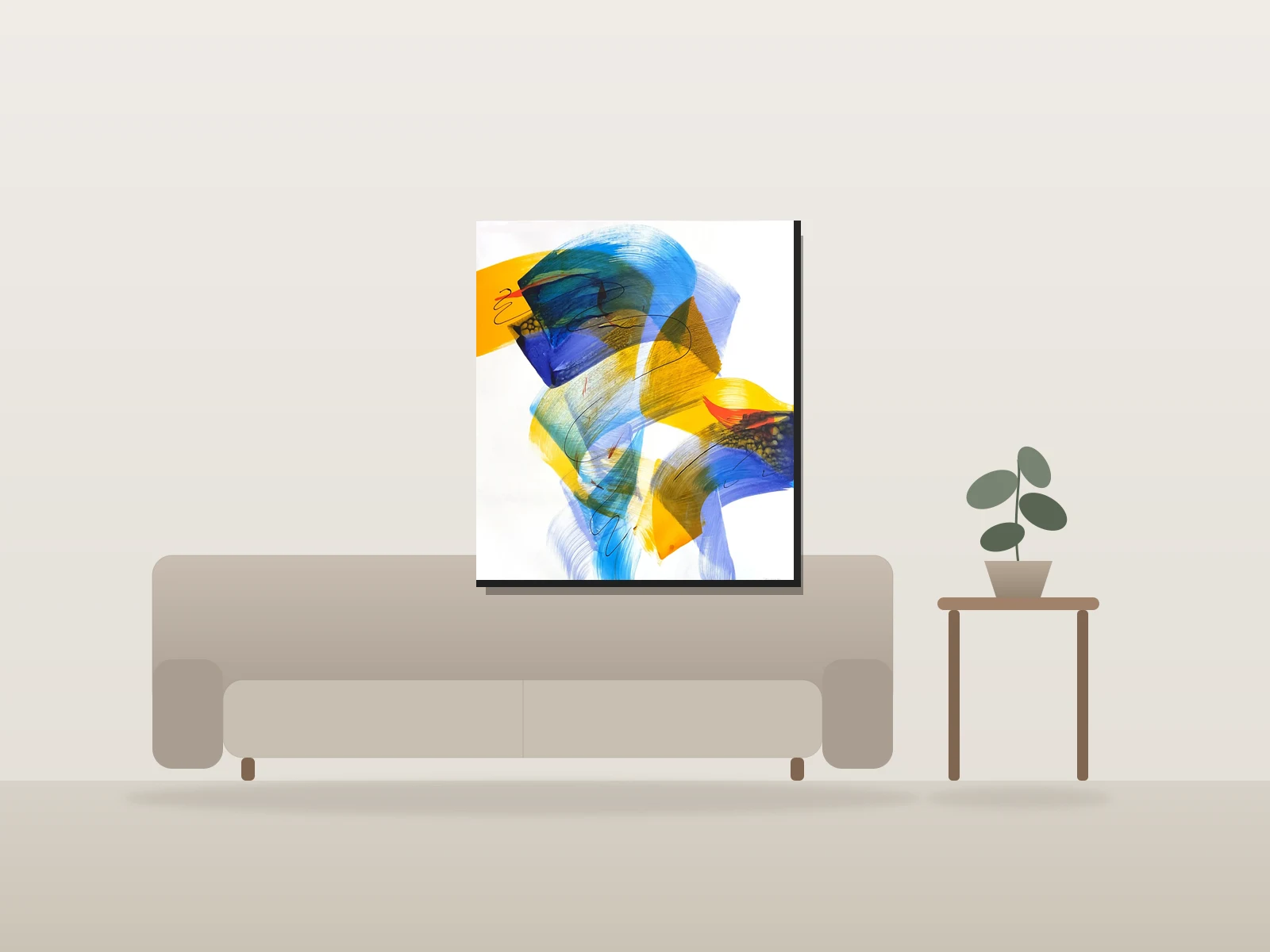 Danse des Couleurs par #87957 présentée à l'échelle dans une pièce