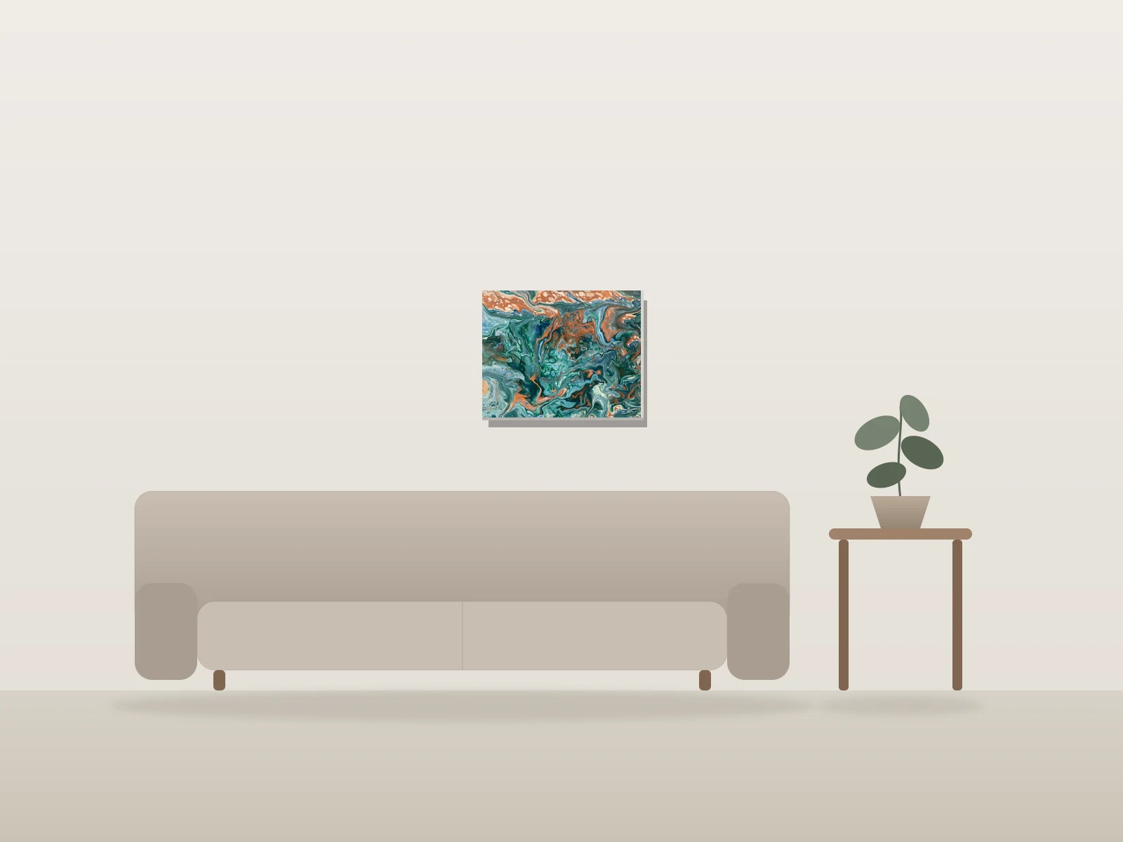 Tourbillon de Couleurs par Tony Woodbury présentée à l'échelle dans une pièce