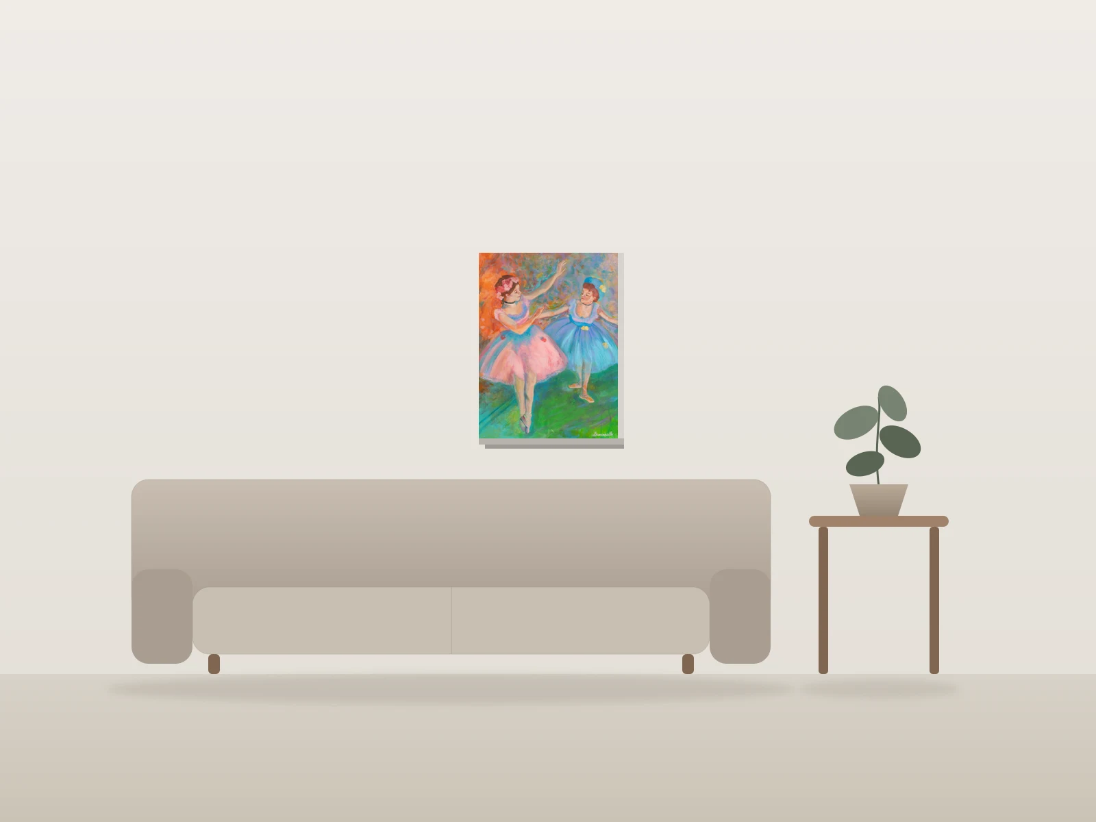 Danseuses en tutu by Luigi Biancaniello shown to scale in a room
