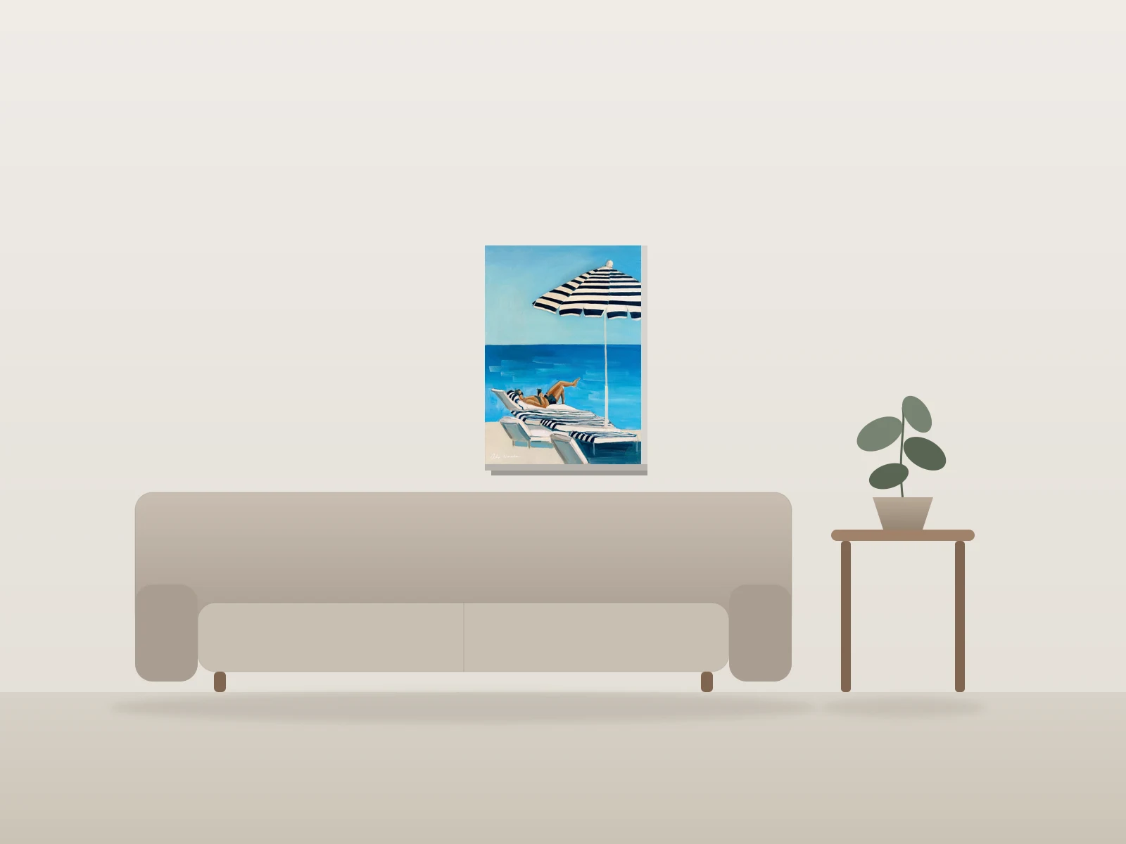 Repos au bord de mer par Alex Nereuta présentée à l'échelle dans une pièce