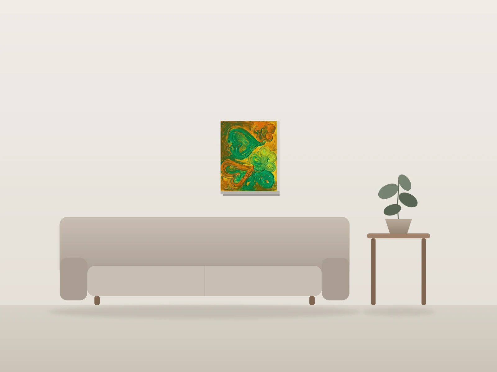 Fleurs Tourbillonnantes by Marie Patty shown to scale in a room