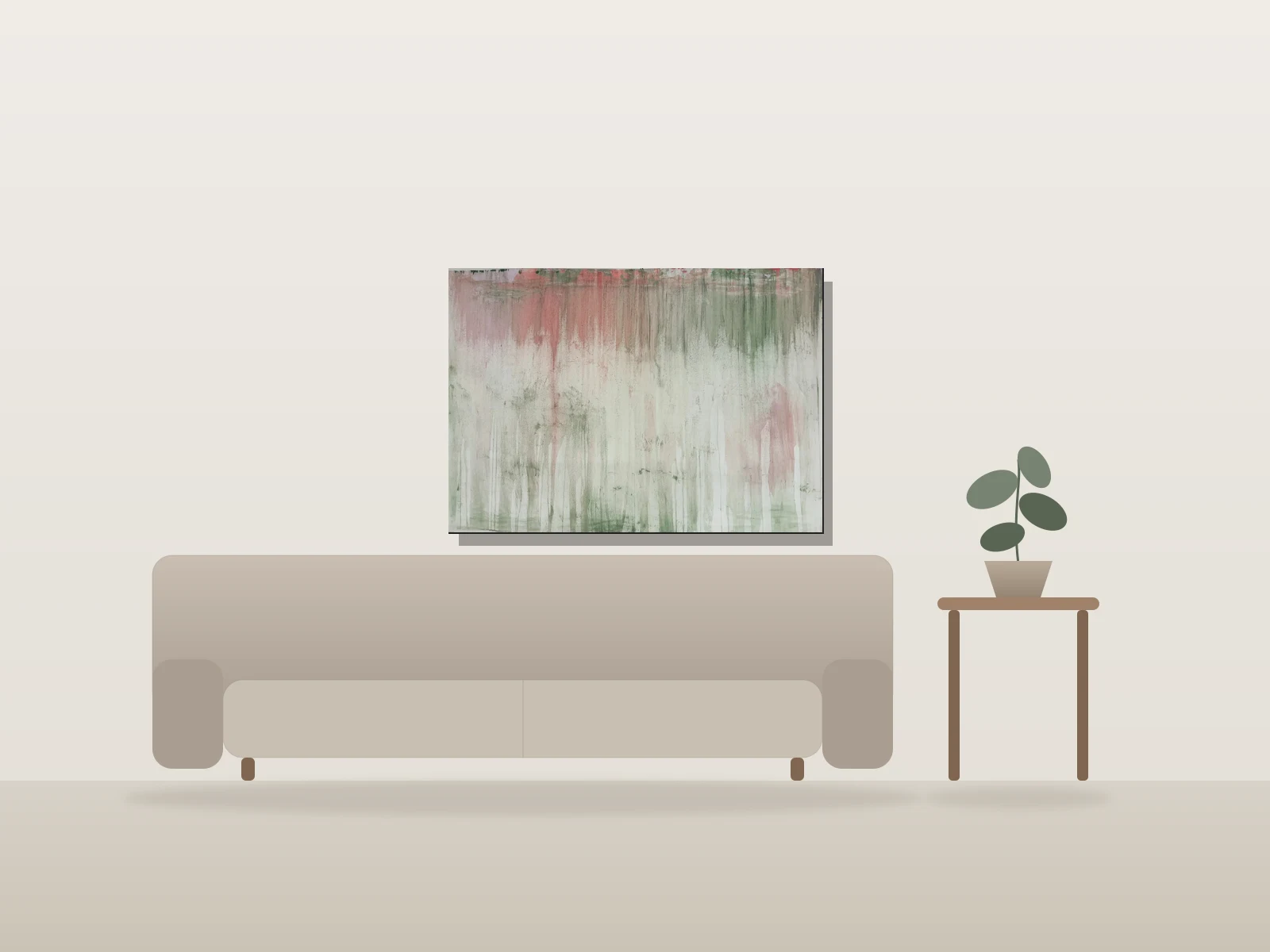 Surface murale by Glass ZHANG shown to scale in a room