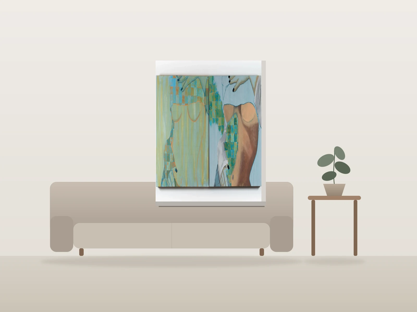 My body, My art par julz présentée à l'échelle dans une pièce