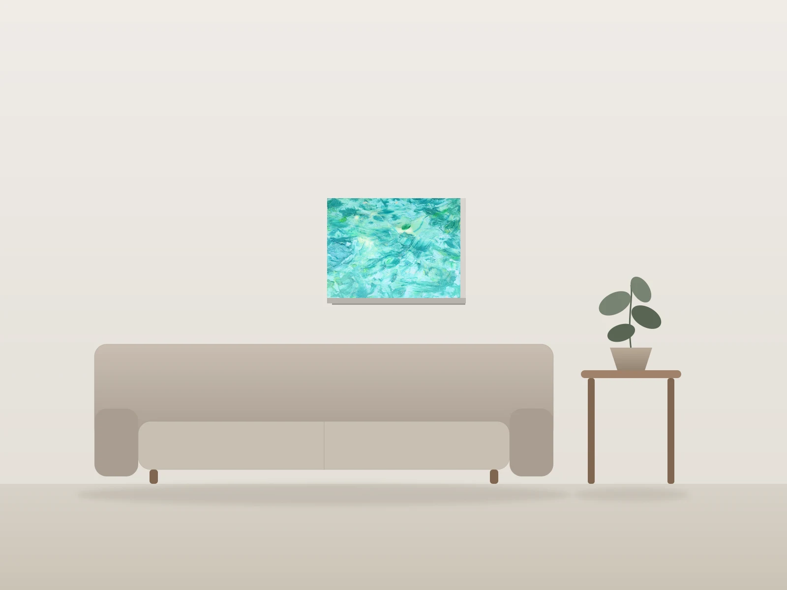 Suspension du divin by vy shown to scale in a room