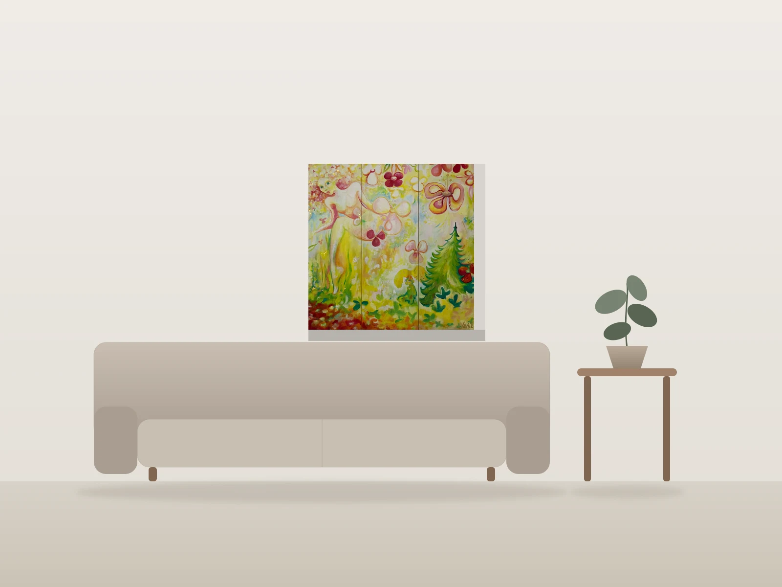 Balade en forêt enchantée by Janie shown to scale in a room