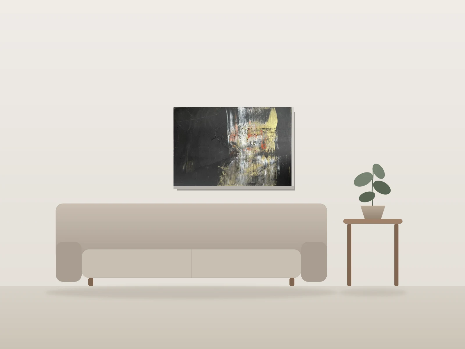 La Fin d'Adonis by Yucel shown to scale in a room