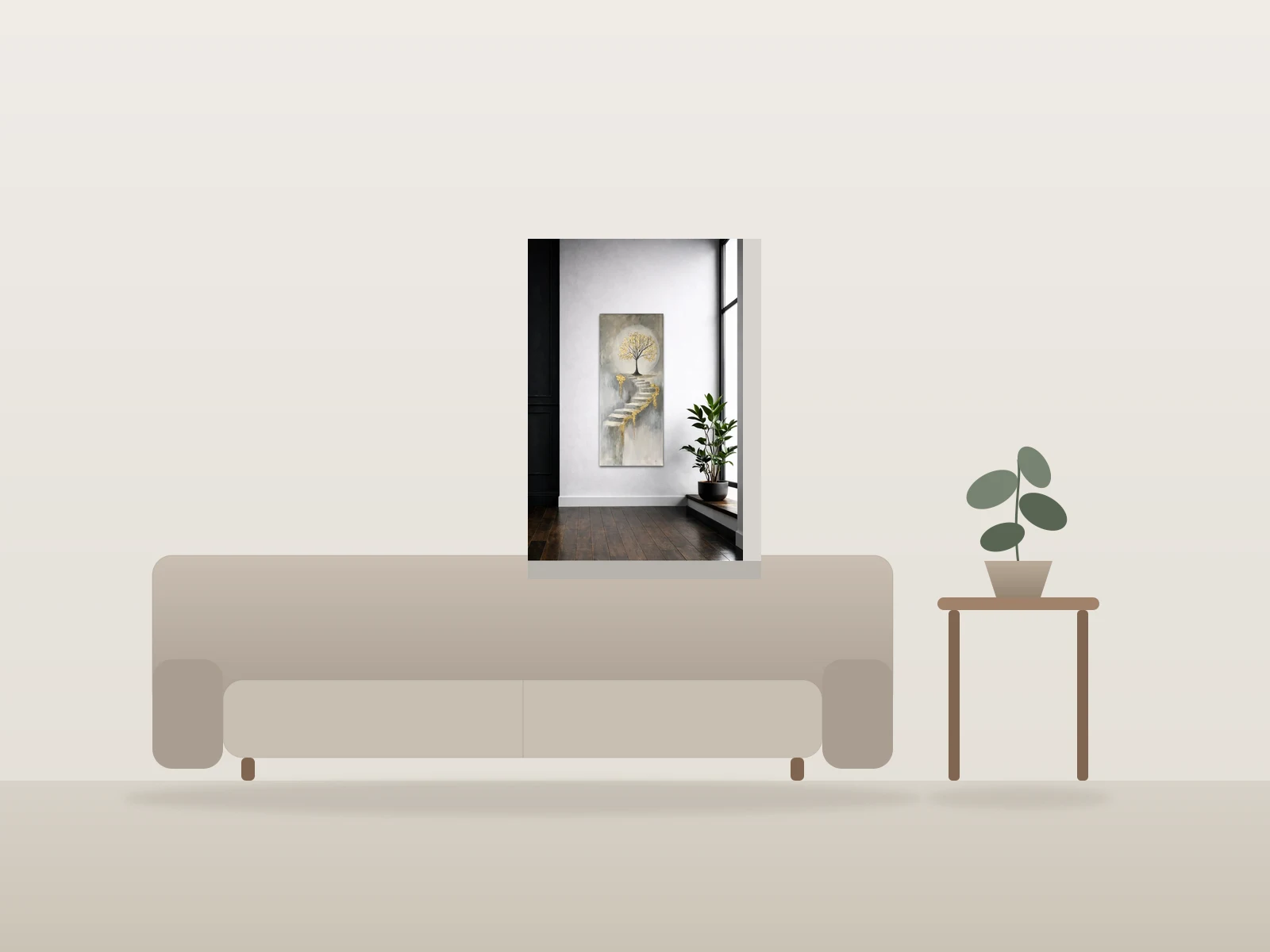 Le chemin des possibles by Nathalie Saulnier shown to scale in a room