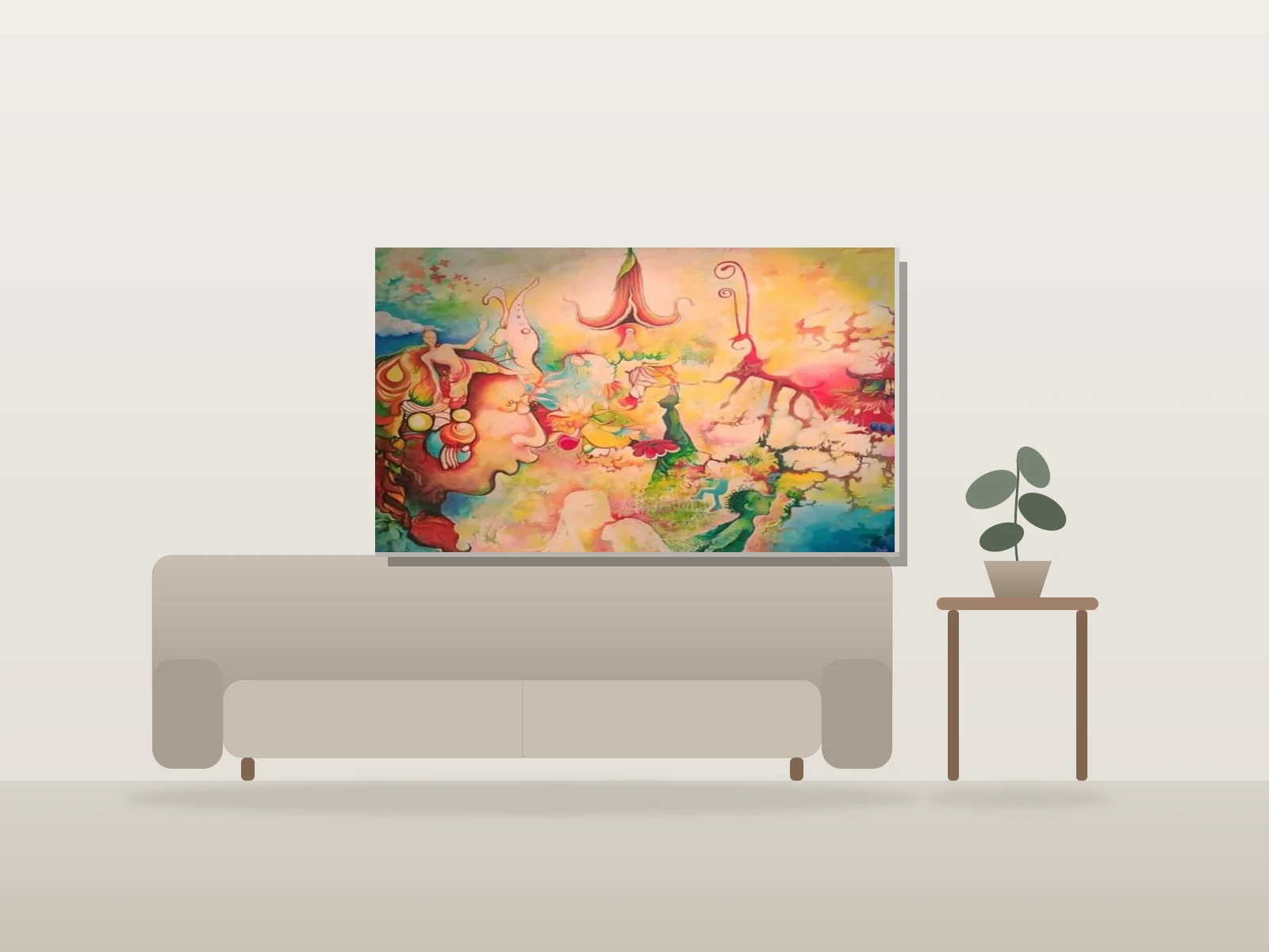 Rêves Colorés by Janie shown to scale in a room