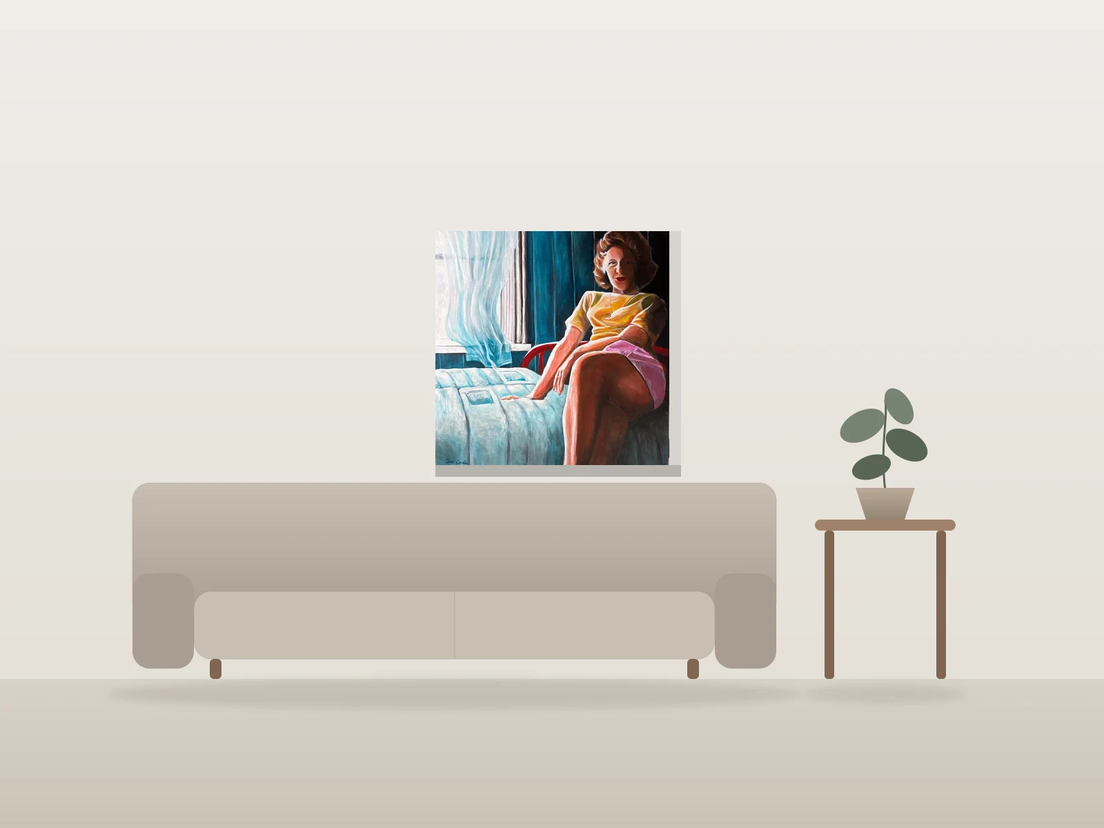 Rita by Anne Cardin Artiste shown to scale in a room