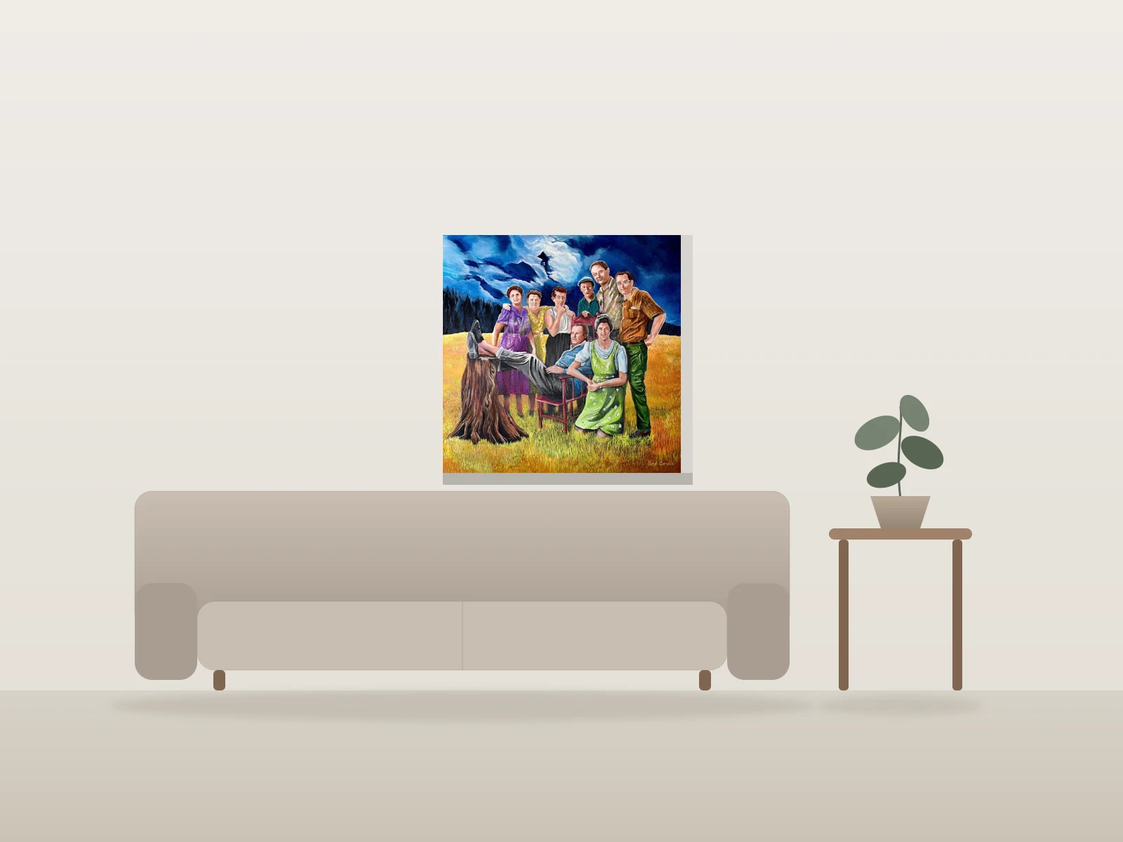 Juste avant l’orage by Anne Cardin Artiste shown to scale in a room