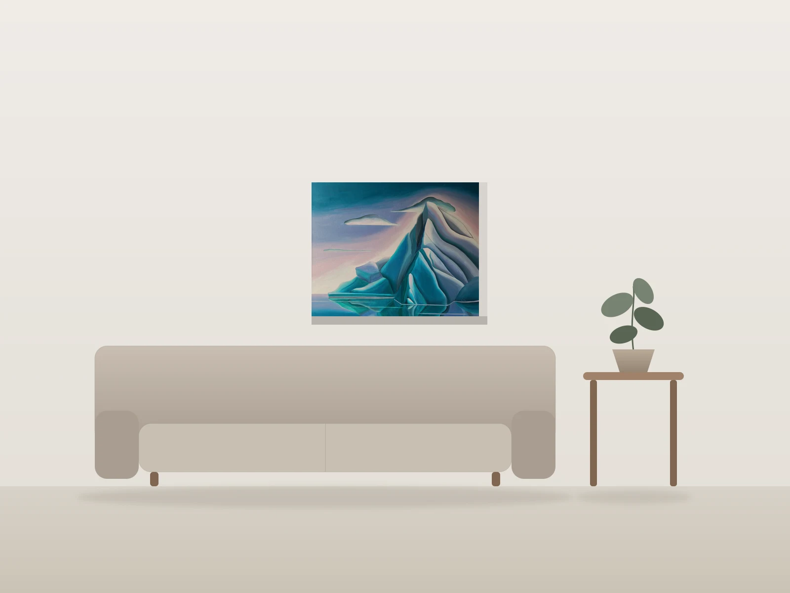 Iceberg aux formes fluides par Cheryl-Ann Hills - Art in the Wilderness présentée à l'échelle dans une pièce