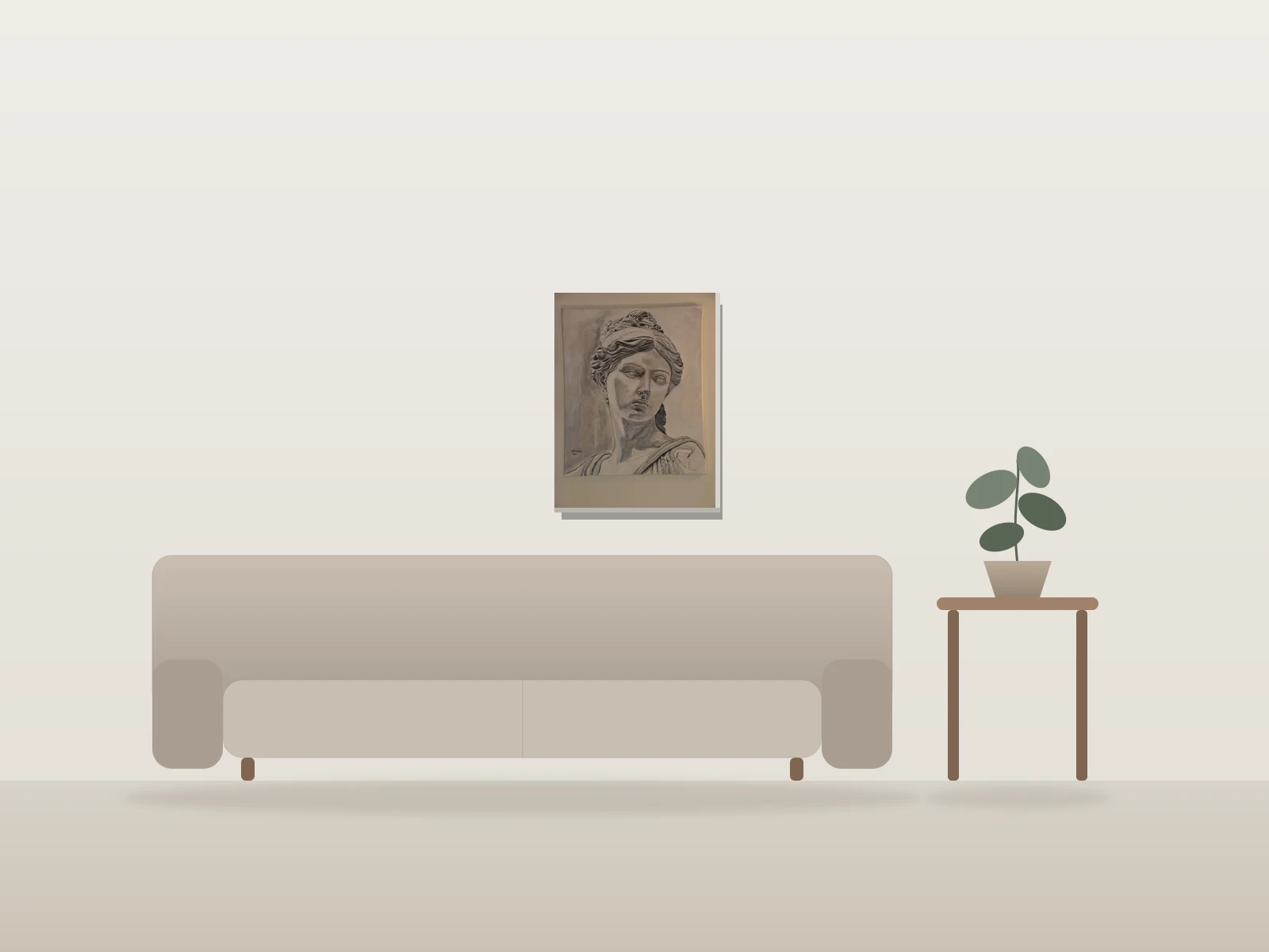 Buste féminin classique par Mirbaha Fine Art présentée à l'échelle dans une pièce